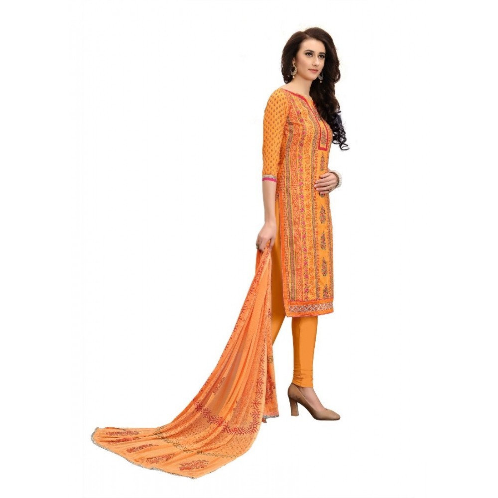 Women's Cotton Unstitched Salwar-Suit Material With Dupatta