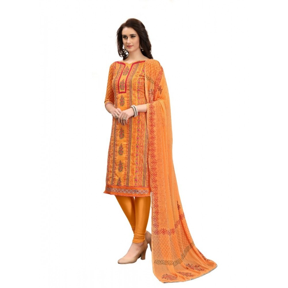 Women's Cotton Unstitched Salwar-Suit Material With Dupatta