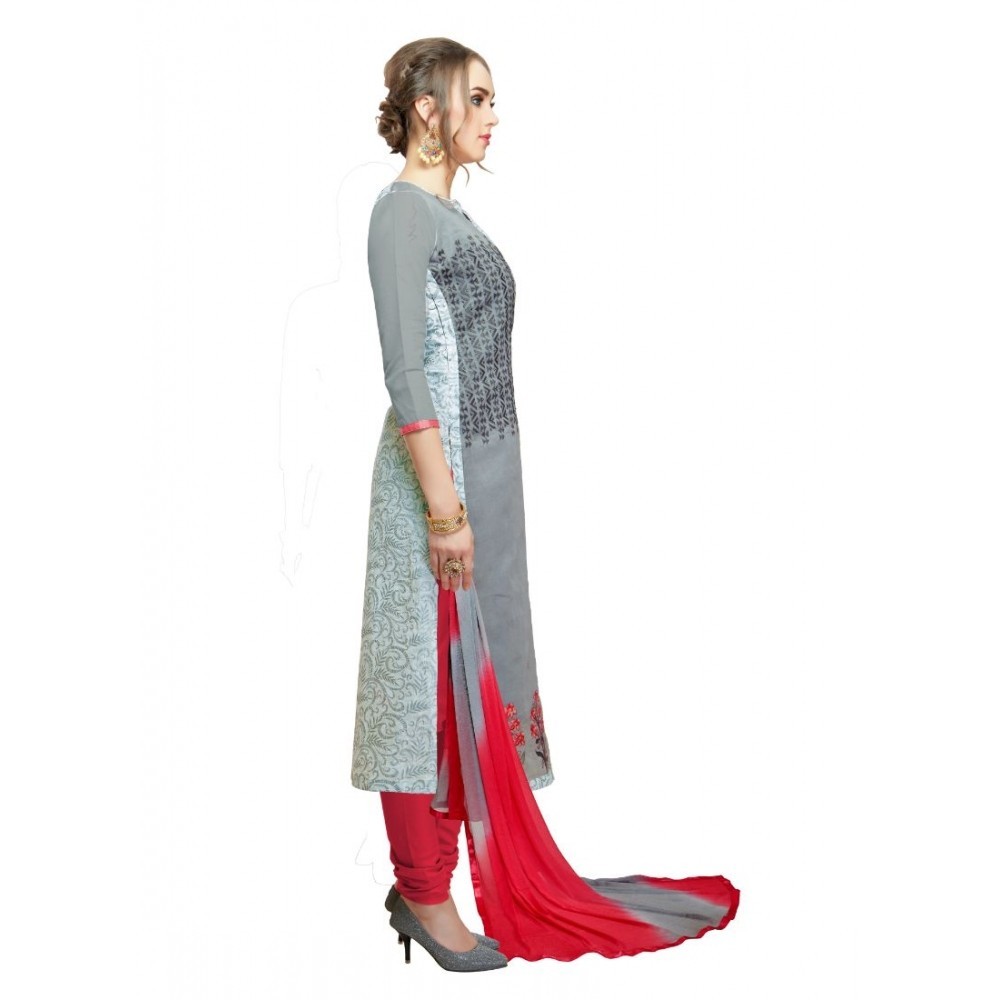 Women's Cotton Unstitched Salwar-Suit Material With Dupatta