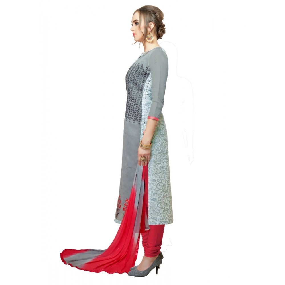 Women's Cotton Unstitched Salwar-Suit Material With Dupatta