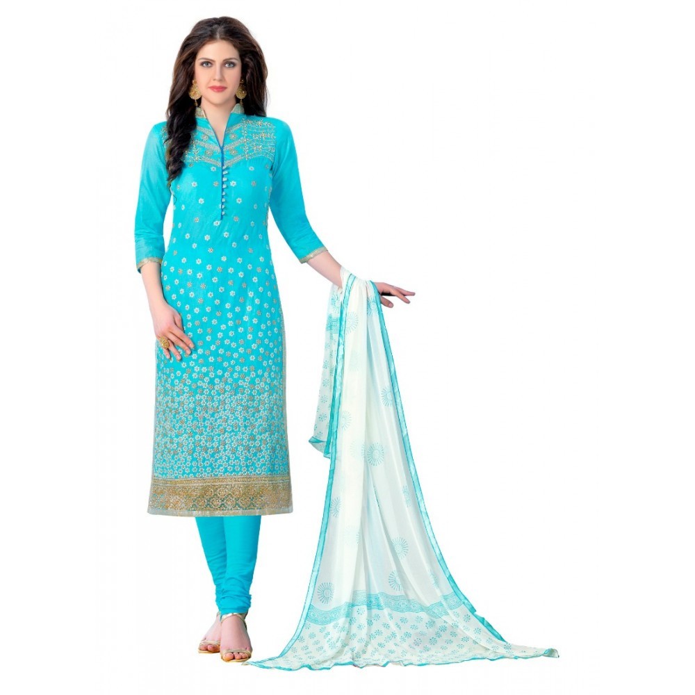 Women's Cotton Unstitched Salwar Suit-Material With Dupatta
