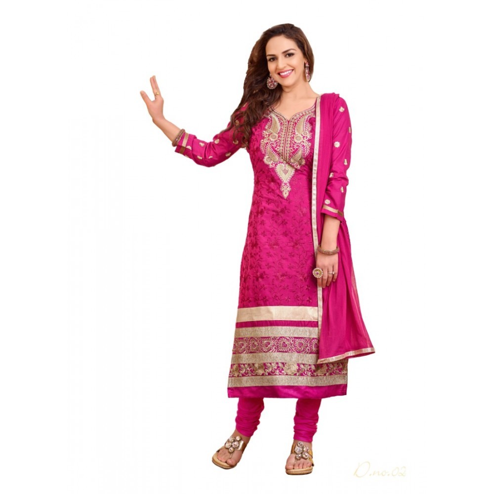 Women's Cotton Unstitched Salwar Suit-Material With Dupatta