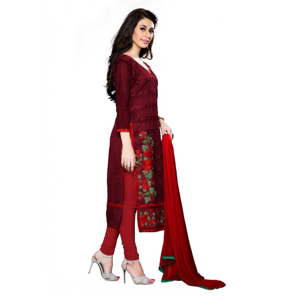 Women's Cotton Unstitched Salwar Suit-Material With Dupatta