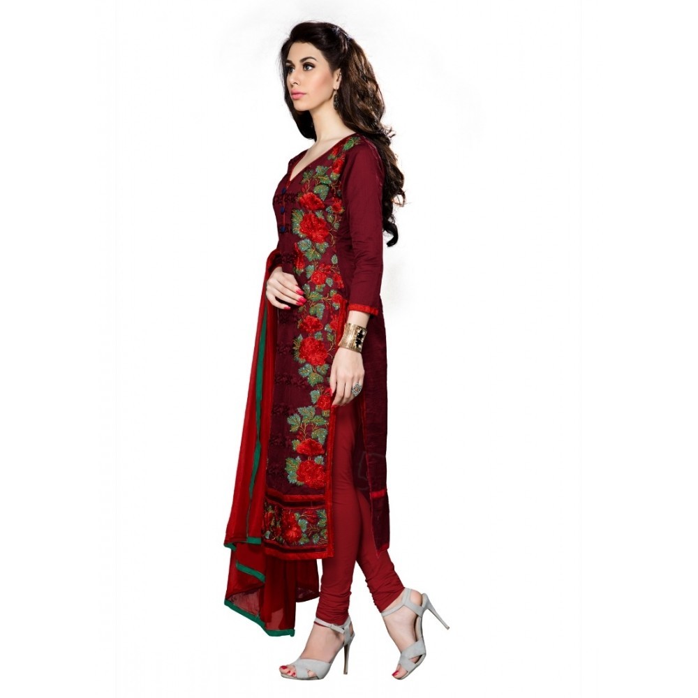 Women's Cotton Unstitched Salwar Suit-Material With Dupatta