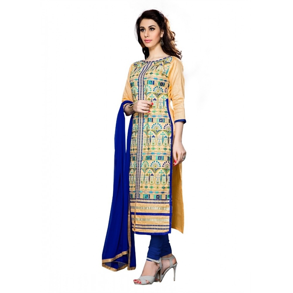 Women's Cotton Unstitched Salwar Suit-Material With Dupatta