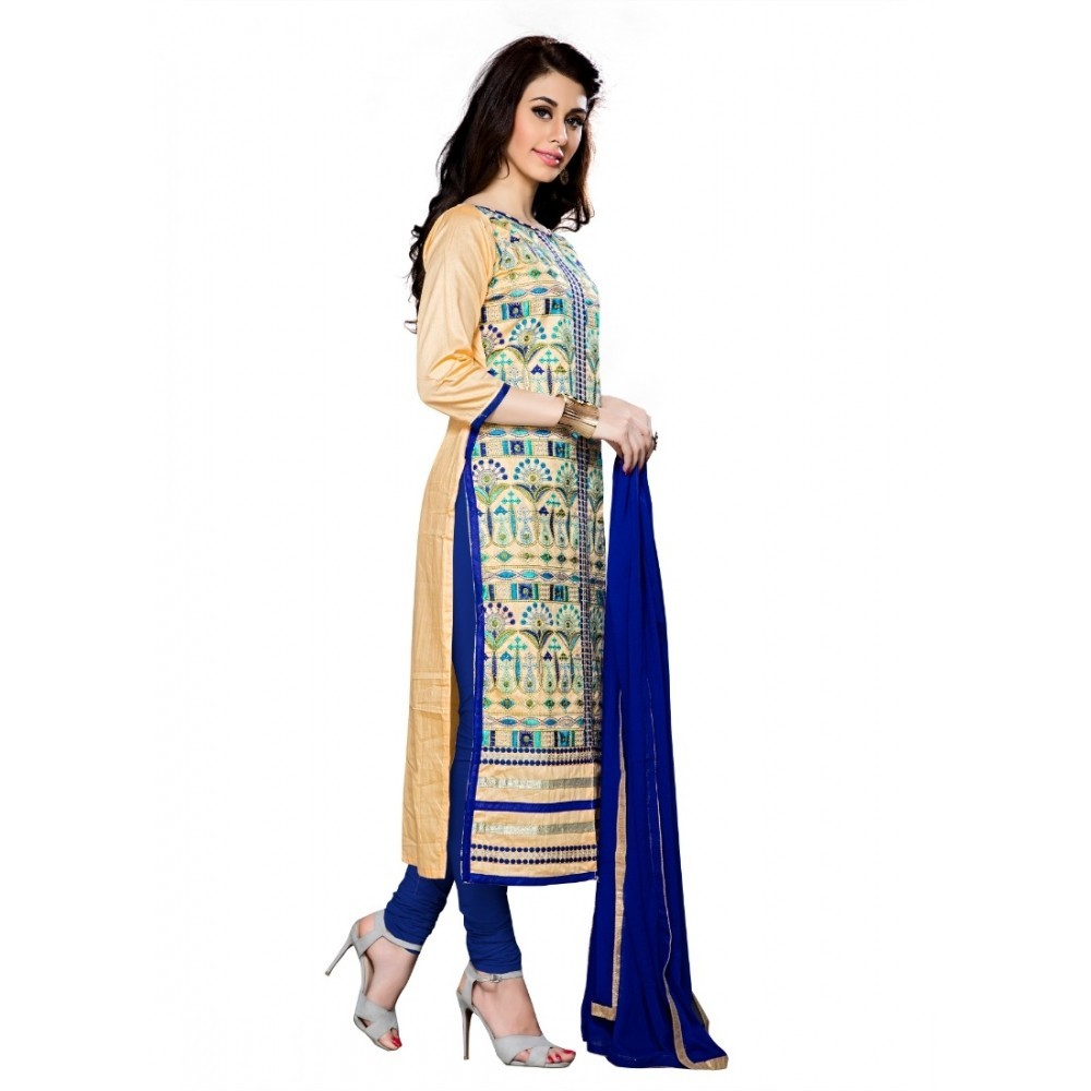 Women's Cotton Unstitched Salwar Suit-Material With Dupatta