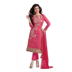 Women's Chanderi Unstitched Salwar Suit-Material With Dupatta