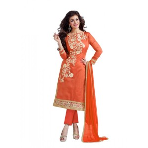 Women's Chanderi Unstitched Salwar Suit-Material With Dupatta