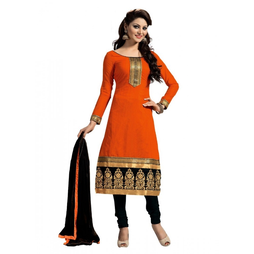 Women's Chanderi Unstitched Salwar Suit-Material With Dupatta
