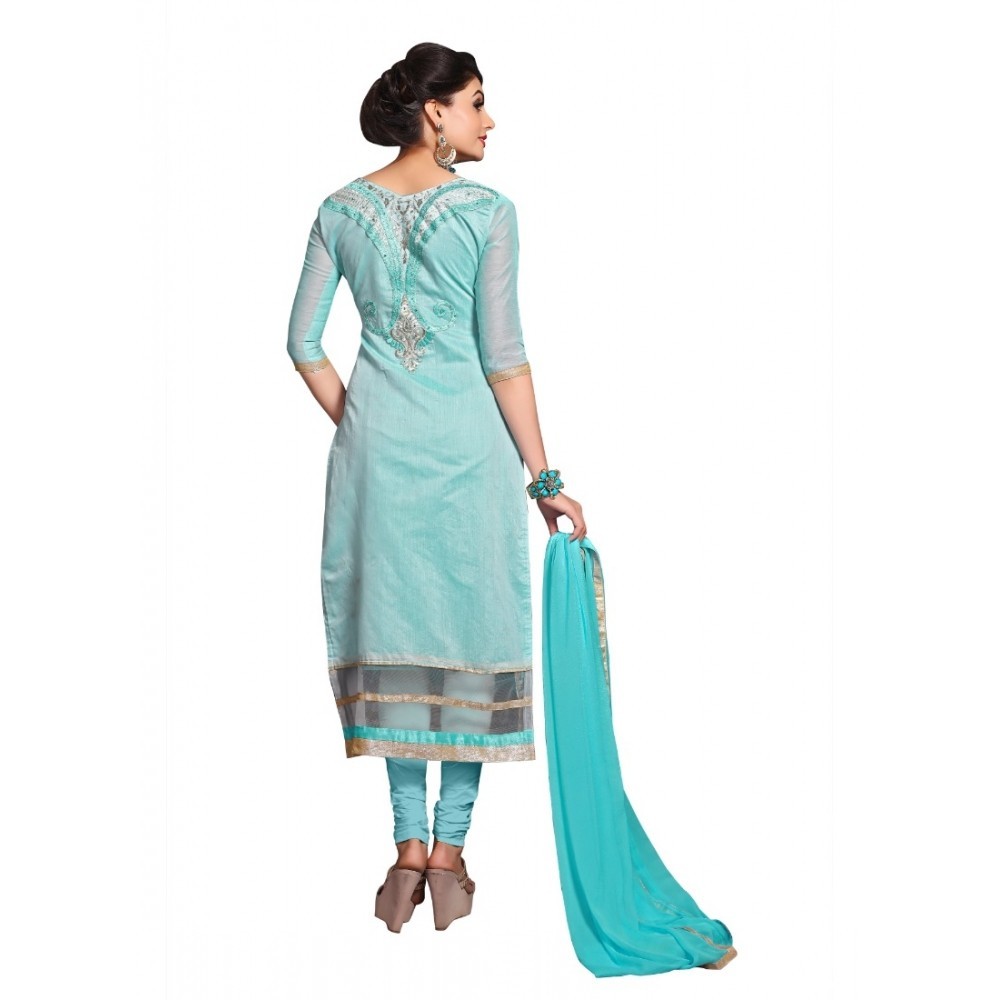 Women's Chanderi Unstitched Salwar Suit-Material With Dupatta