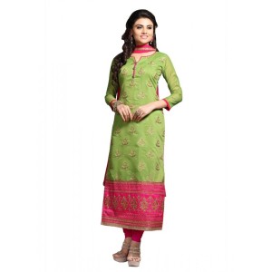 Women's Chanderi Unstitched Salwar Suit-Material With Dupatta