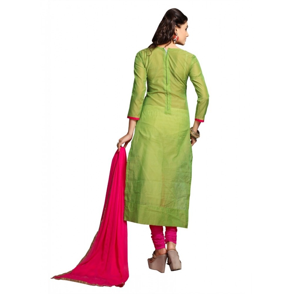 Women's Chanderi Unstitched Salwar Suit-Material With Dupatta