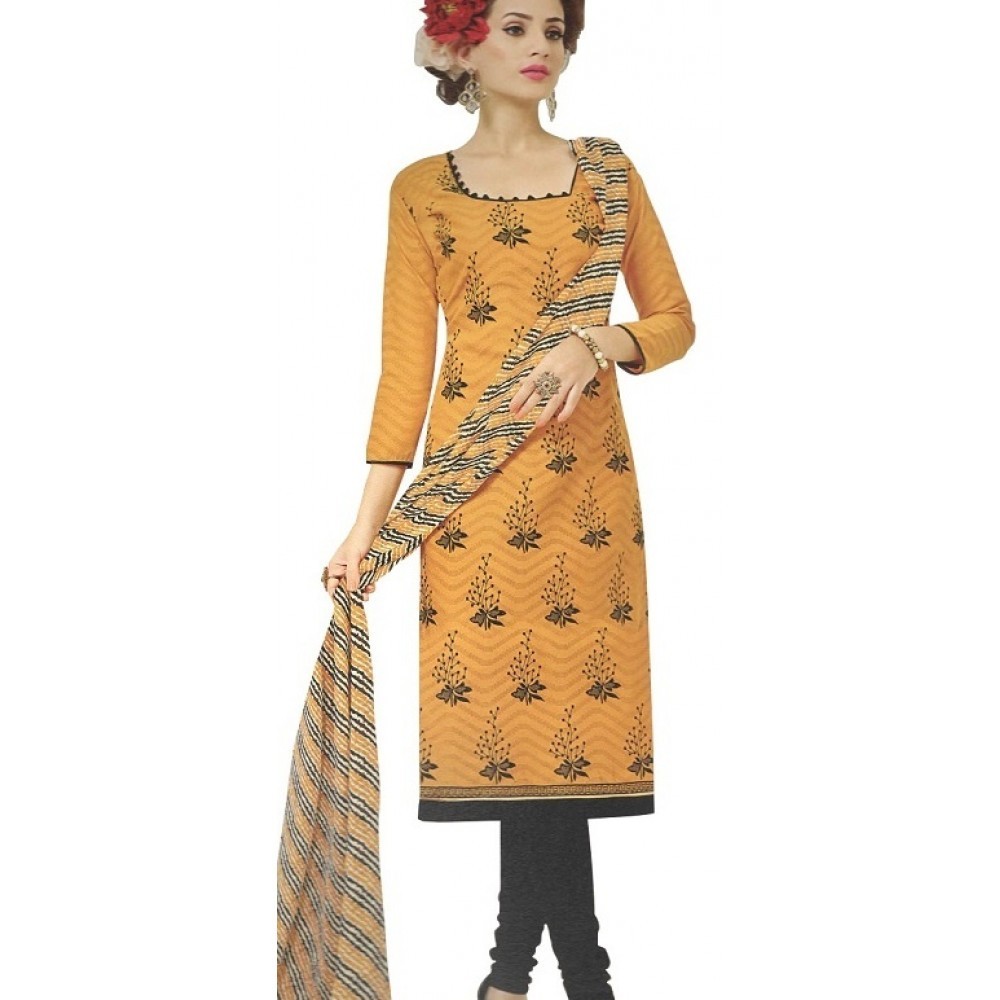 Womens Cotton Regular Unstitched Salwar-Suit Material With Dupatta