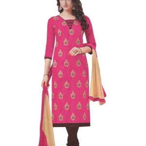 Womens Cotton Regular Unstitched Salwar-Suit Material With Dupatta