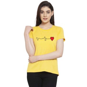 Women's Cotton Blend Waves Printed T-Shirt
