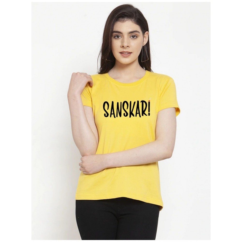 Women's Cotton Blend Sanskari Printed T-Shirt