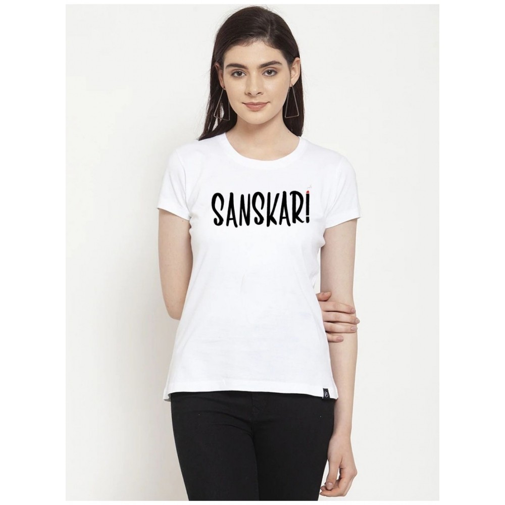 Women's Cotton Blend Sanskari Printed T-Shirt