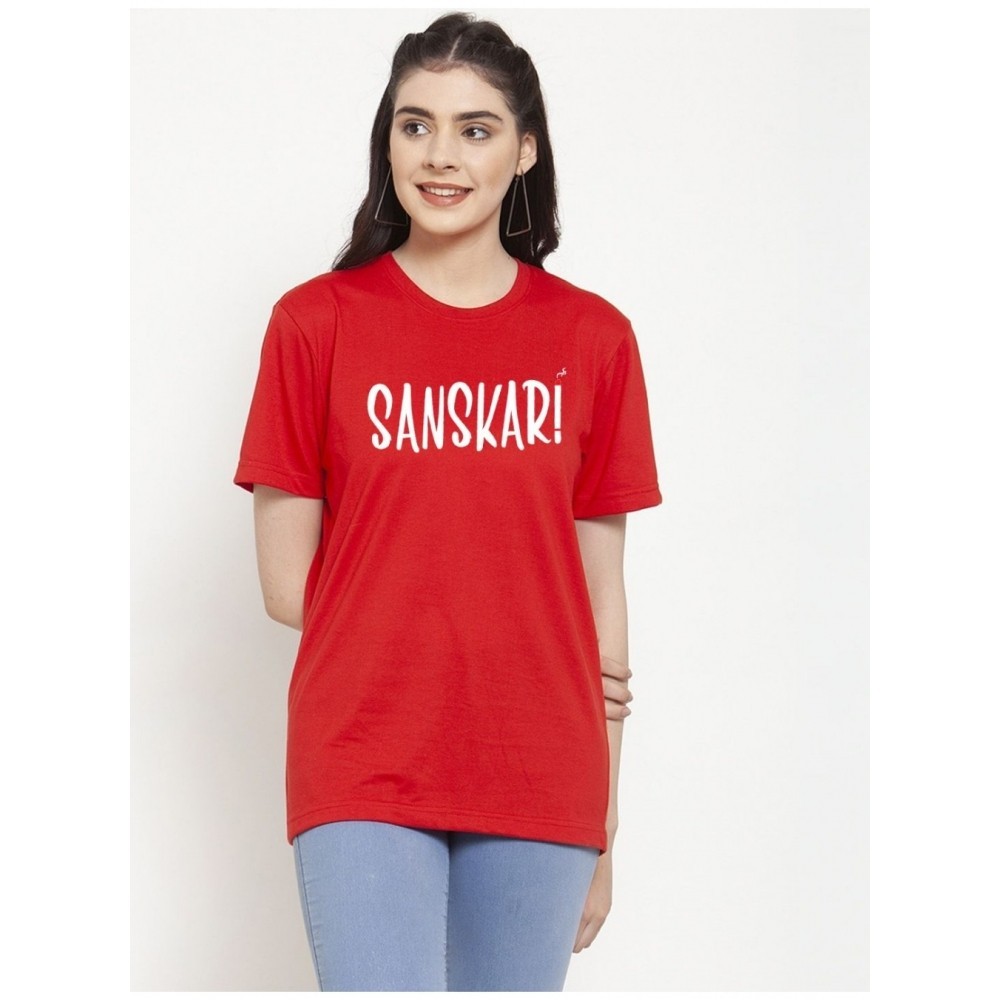 Women's Cotton Blend Sanskari Printed T-Shirt