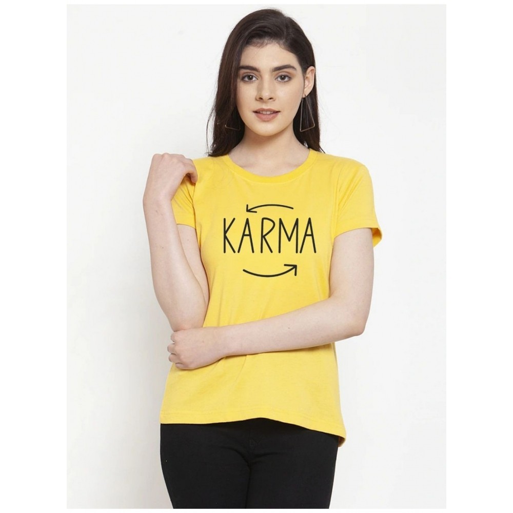 Women's Cotton Blend Karma Printed T-Shirt