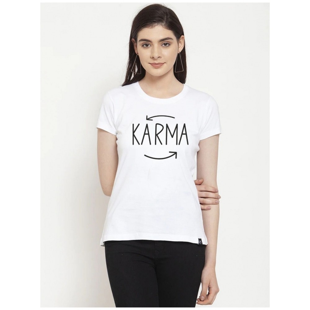 Women's Cotton Blend Karma Printed T-Shirt