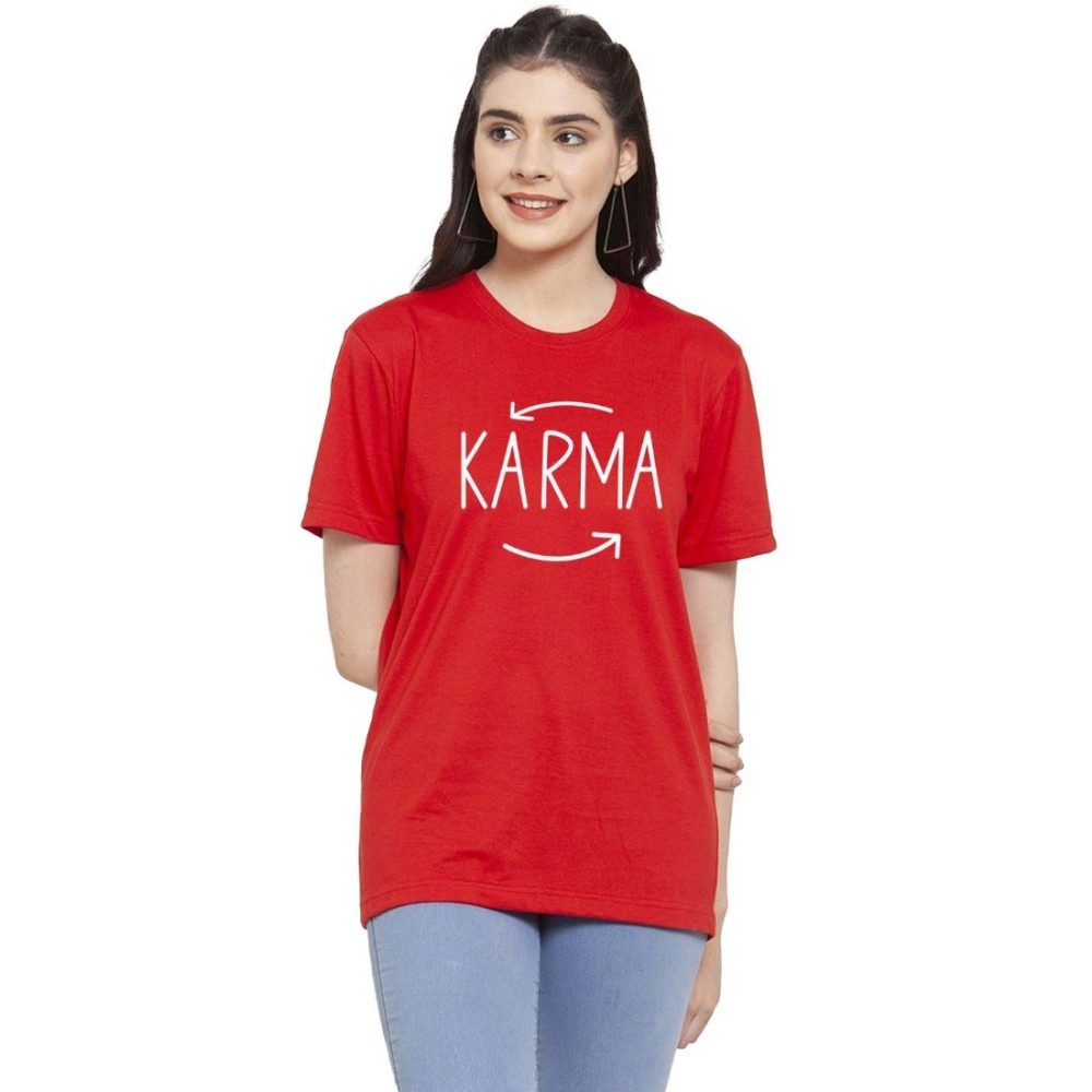 Women's Cotton Blend Karma Printed T-Shirt