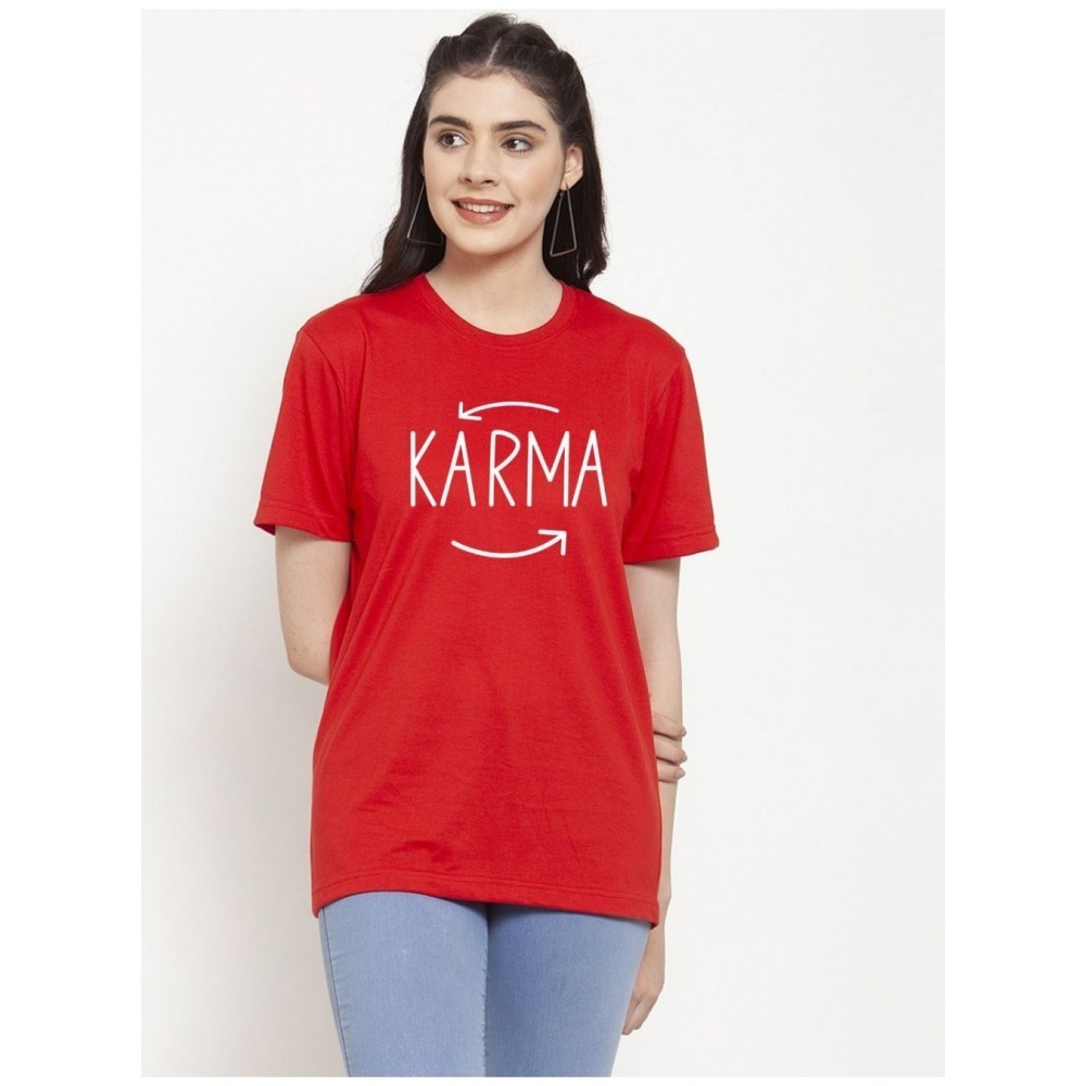 Women's Cotton Blend Karma Printed T-Shirt