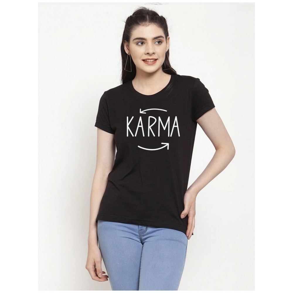 Women's Cotton Blend Karma Printed T-Shirt