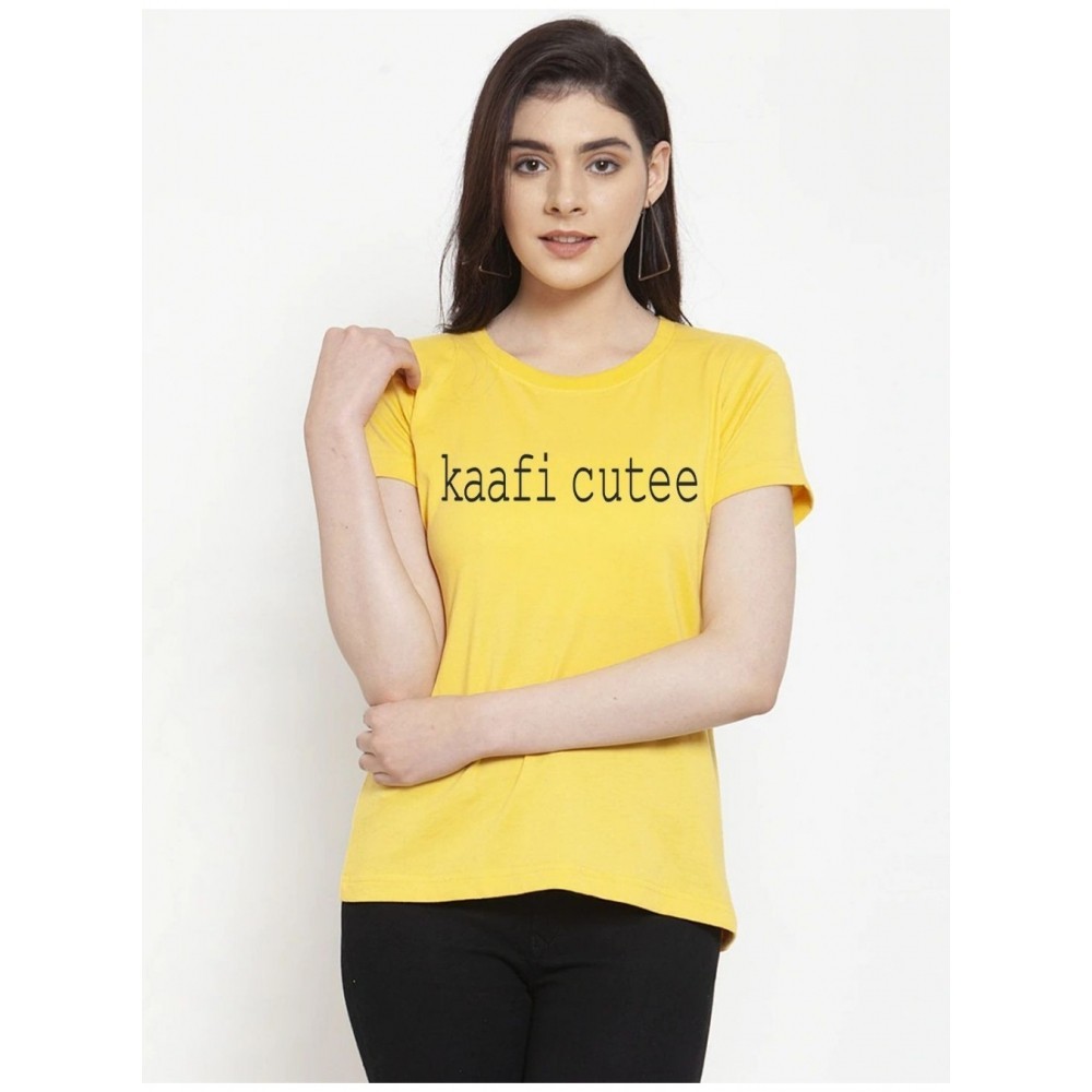 Women's Cotton Blend Kaafi Cutee Printed T-Shirt