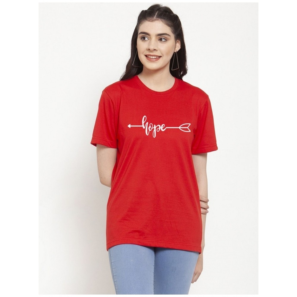 Women's Cotton Blend Hope Printed T-Shirt