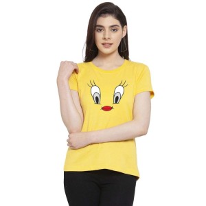 Women's Cotton Blend Graphic Print Printed T-Shirt