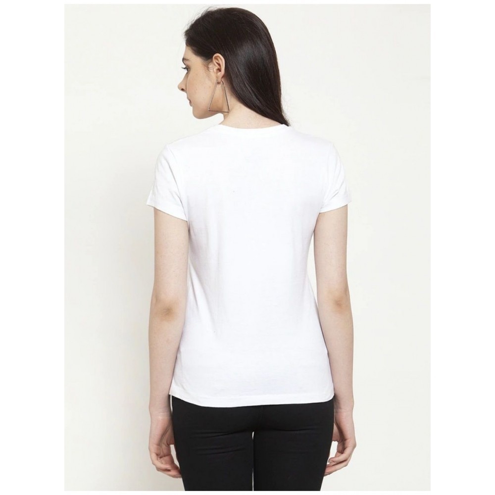 Women's Cotton Blend Graphic Cat Printed T-Shirt