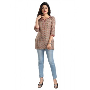 Women's 3/4th Sleeve Viscose Blend Tunic Short Top