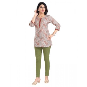 Women's 3/4th Sleeve Viscose Blend Tunic Short Top