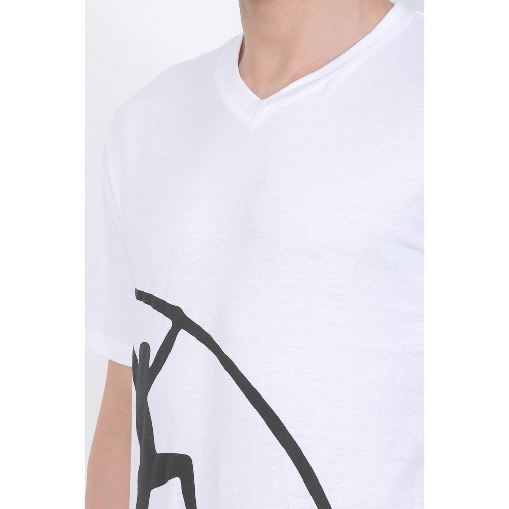 Men's Cotton Jersey V Neck Printed Tshirt