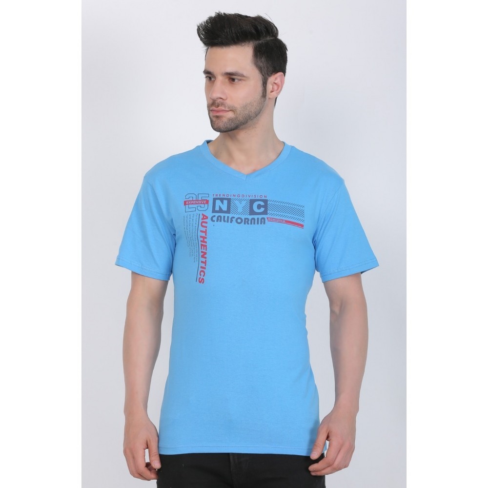 Men's Cotton Jersey V Neck Printed Tshirt