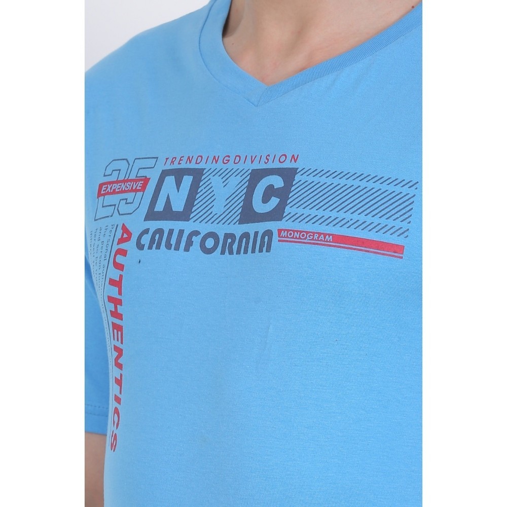 Men's Cotton Jersey V Neck Printed Tshirt