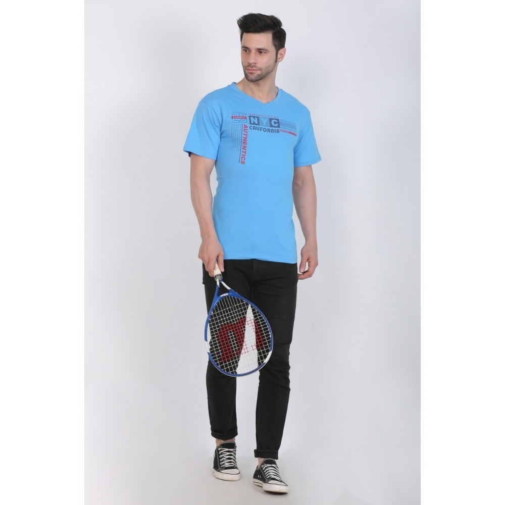 Men's Cotton Jersey V Neck Printed Tshirt