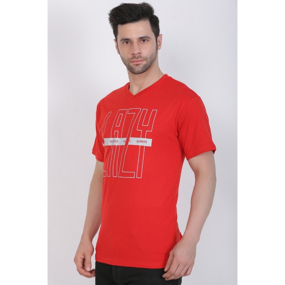 Men's Cotton Jersey V Neck Printed Tshirt
