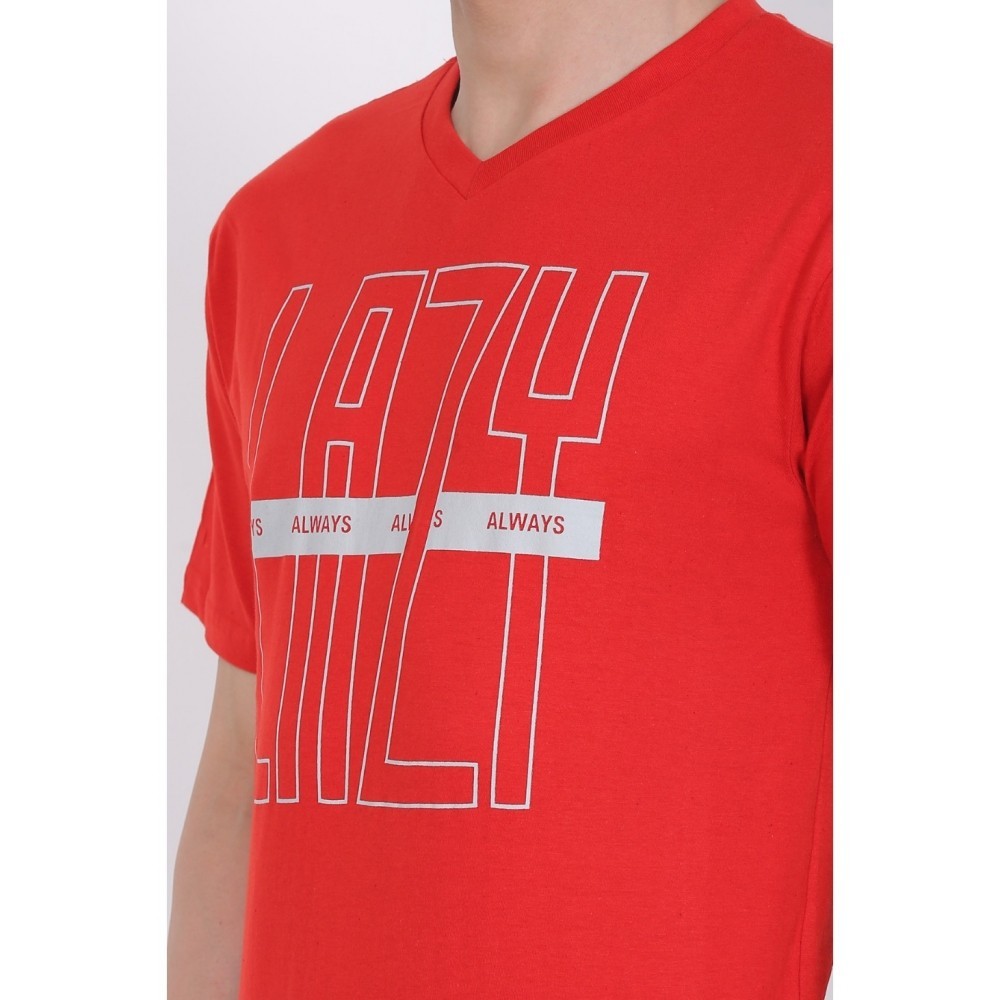 Men's Cotton Jersey V Neck Printed Tshirt