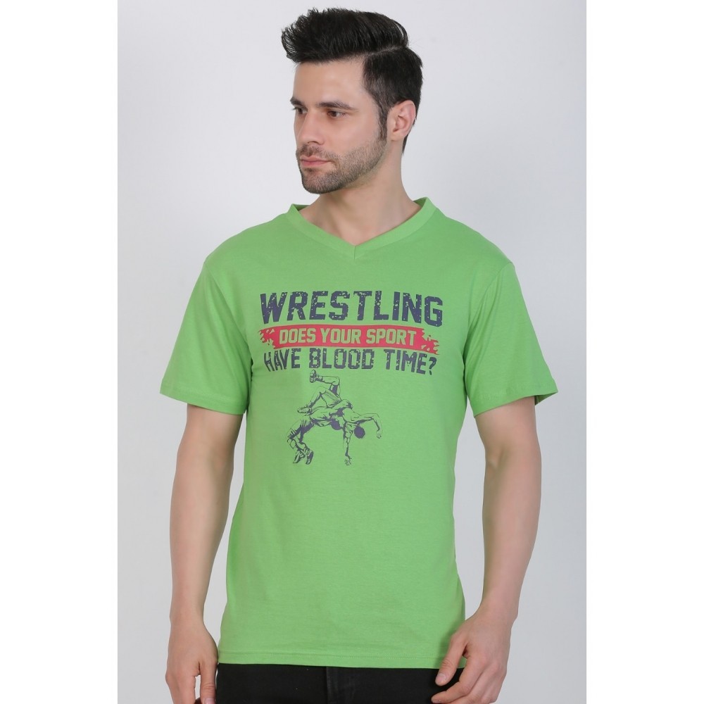 Men's Cotton Jersey V Neck Printed Tshirt