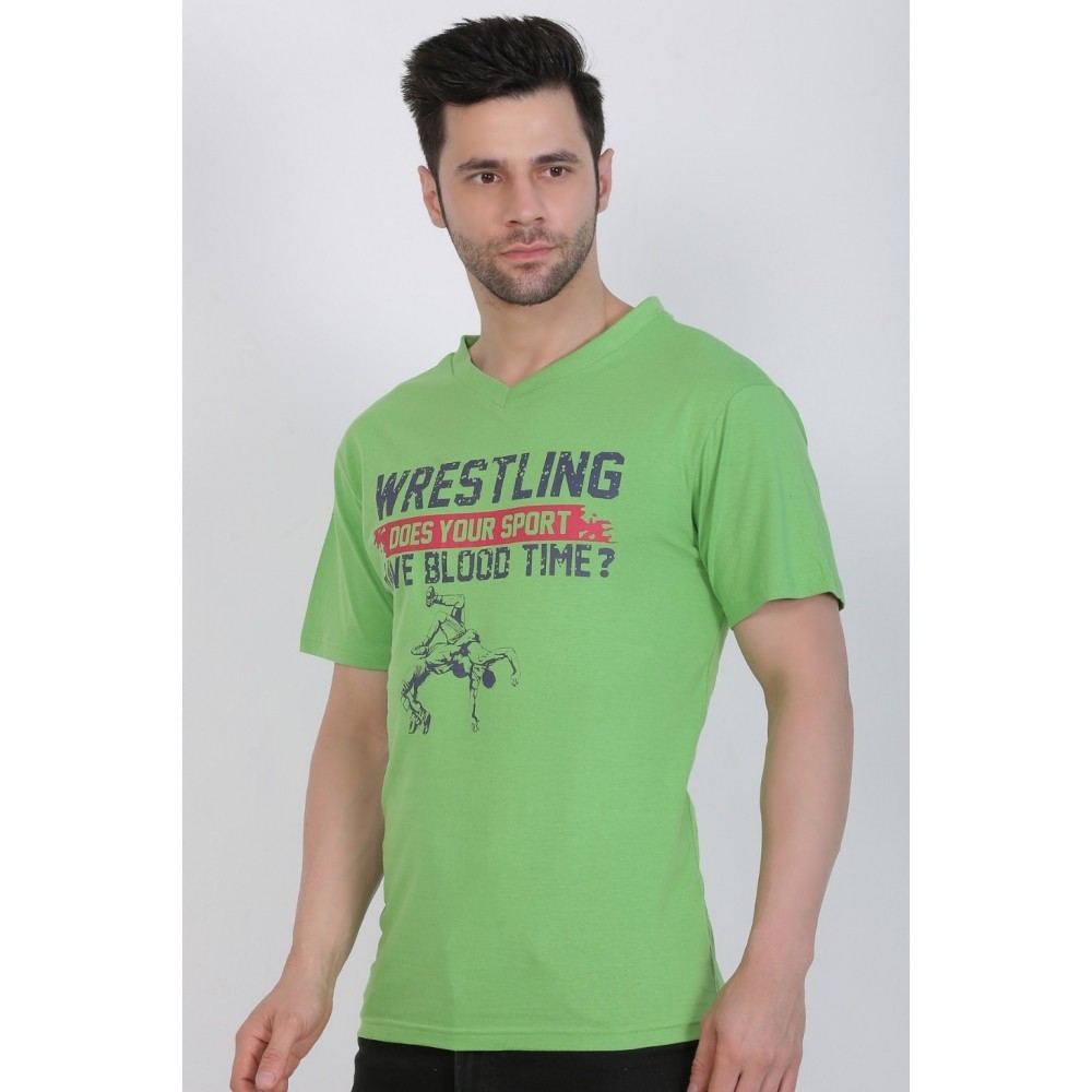 Men's Cotton Jersey V Neck Printed Tshirt