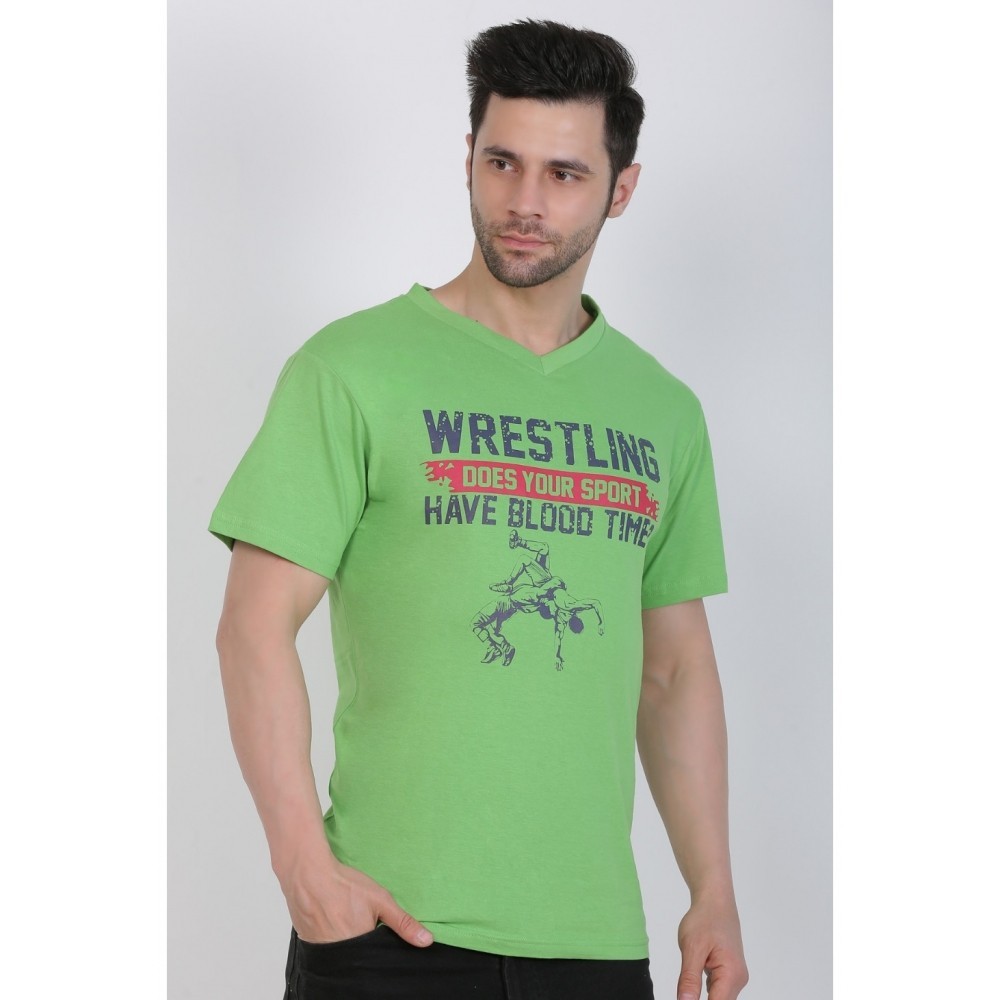 Men's Cotton Jersey V Neck Printed Tshirt
