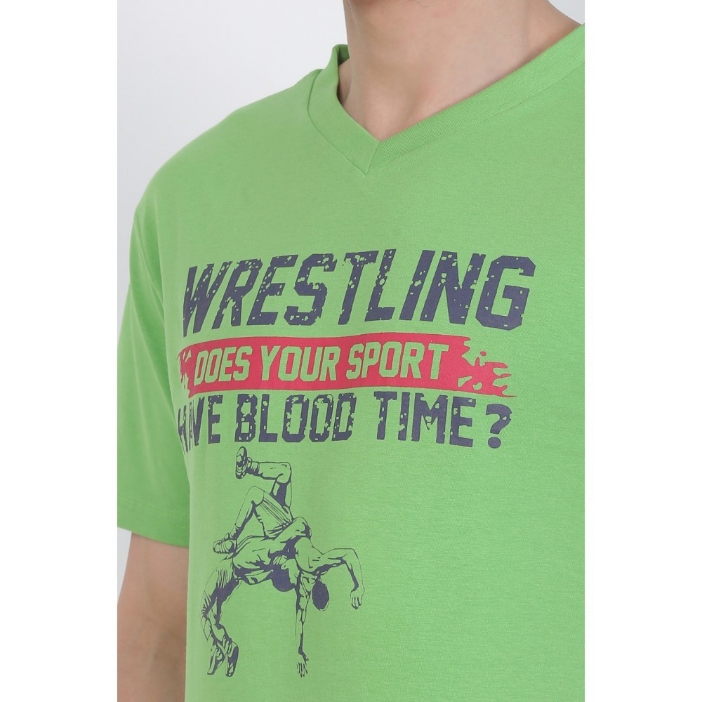 Men's Cotton Jersey V Neck Printed Tshirt