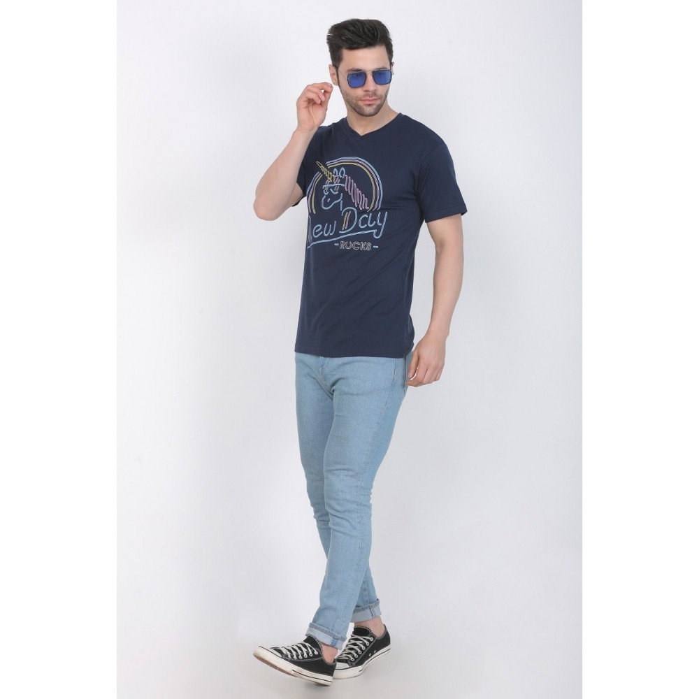 Men's Cotton Jersey V Neck Printed Tshirt