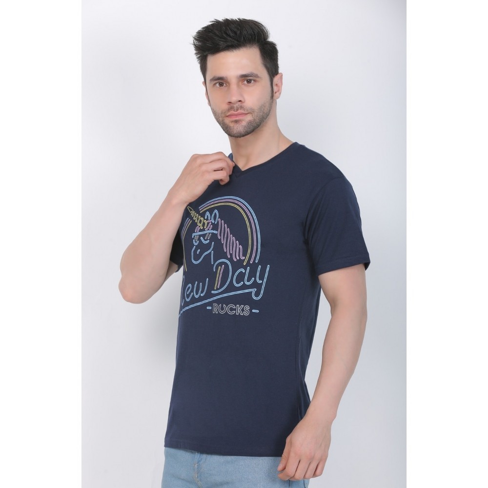 Men's Cotton Jersey V Neck Printed Tshirt