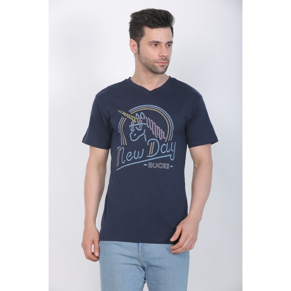 Men's Cotton Jersey V Neck Printed Tshirt