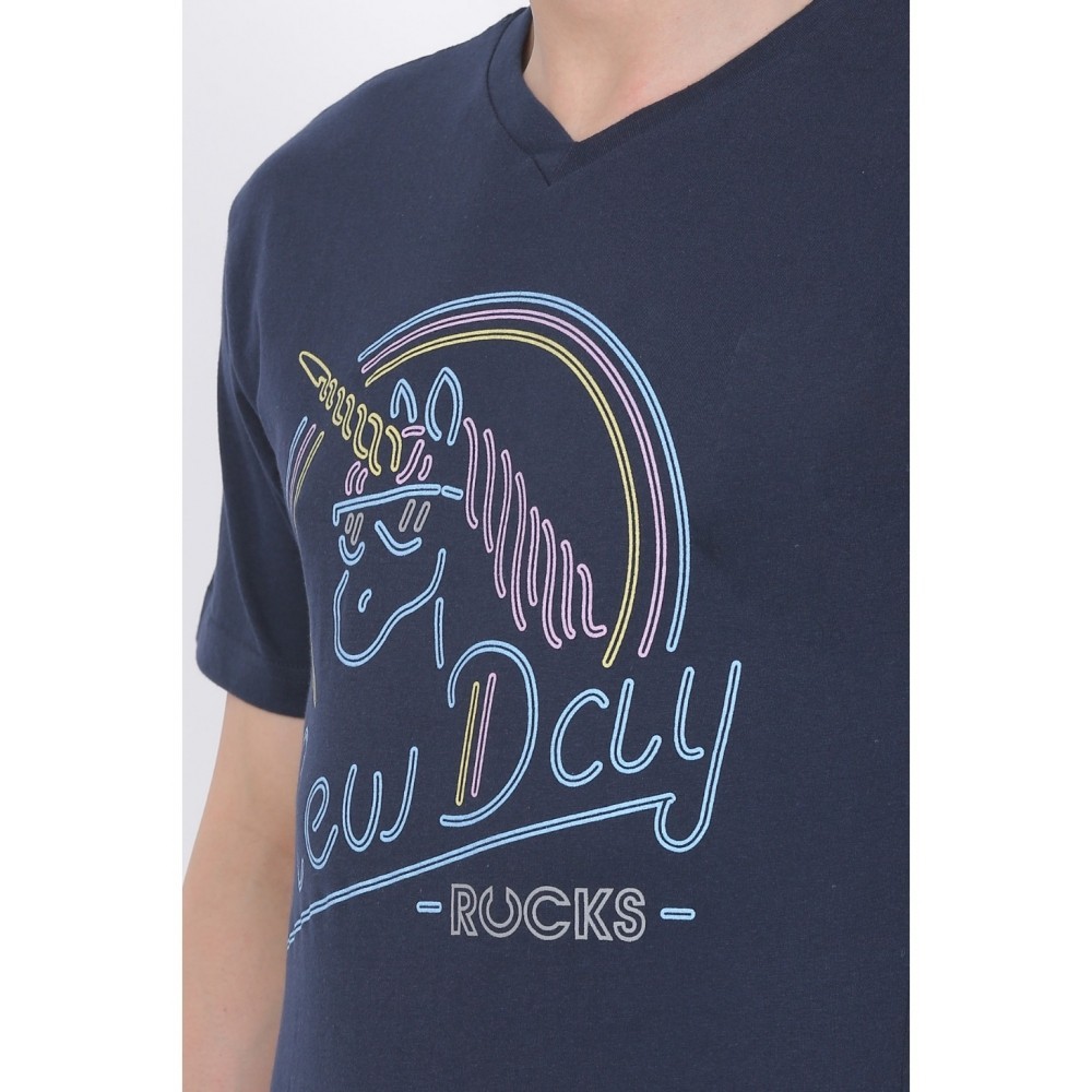 Men's Cotton Jersey V Neck Printed Tshirt