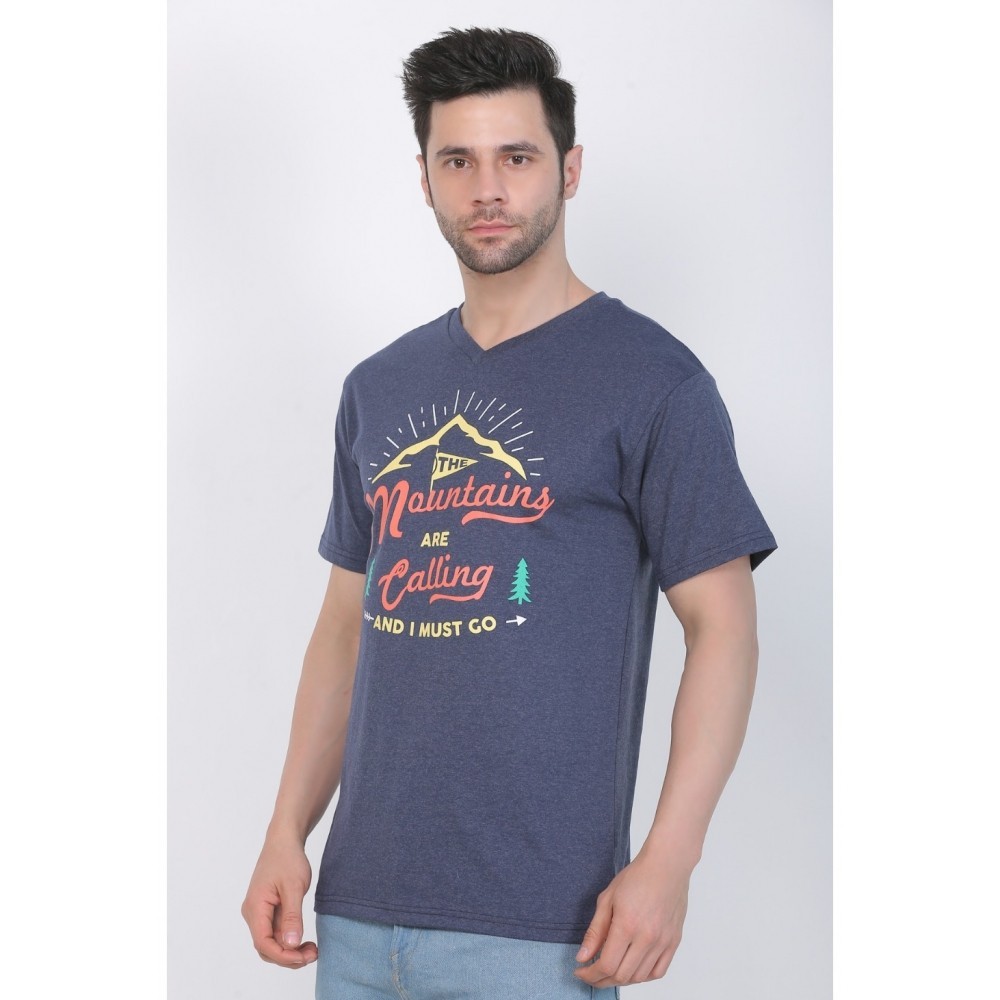 Men's Cotton Jersey V Neck Printed Tshirt