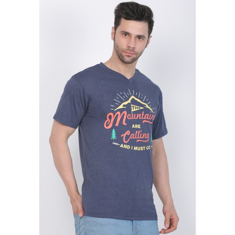 Men's Cotton Jersey V Neck Printed Tshirt
