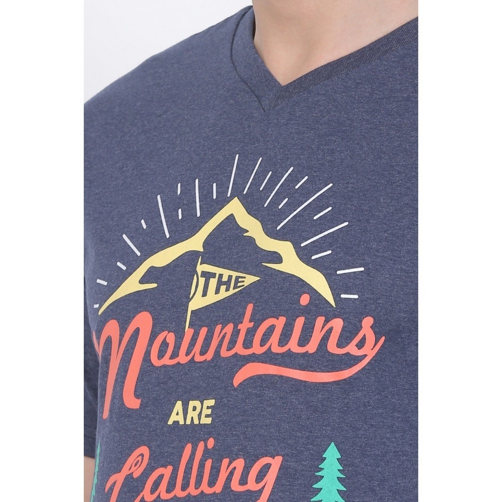 Men's Cotton Jersey V Neck Printed Tshirt